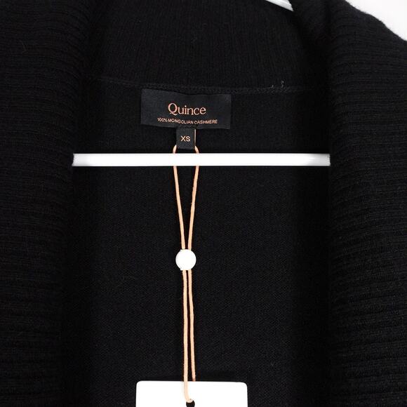 New Quince Black Mongolian Cashmere Open Cardigan Sweater Women’s XS 3631 - Picture 7 of 11
